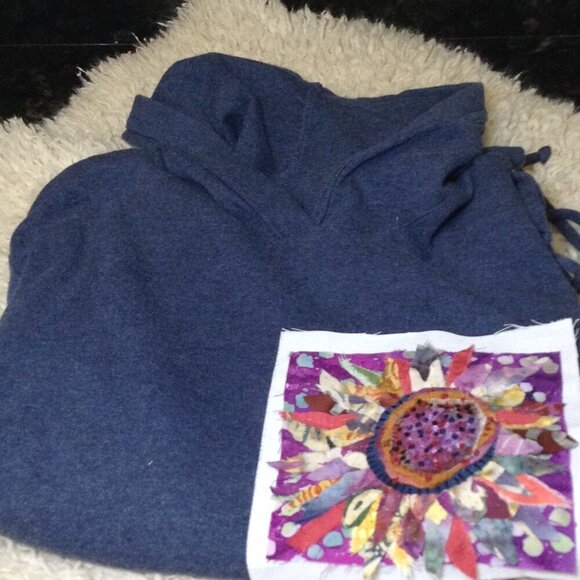 LL Bean Reworked Hoodie, "S", handmade patch, Avant Garde, Bohemian, Coachella - Picture 5 of 5